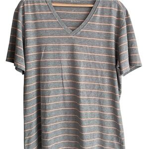 Men’s Lululemon Gray and Pink Striped V-Neck T-Shirt